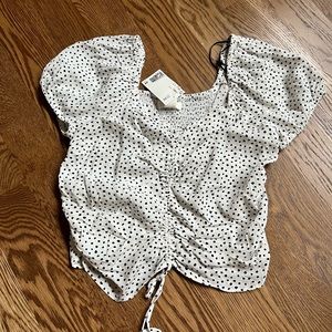 H&M Polka dot crop top puff sleeve trendy h&m